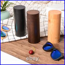60x Cylindrical Sunglass Case Bamboo Wooden Box Eyewear Glasses Round Boxes