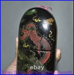 7.6 Rare Old Chinese lacquerware Gilt Dynasty Palace Dragon Glasses Case Box