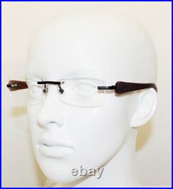 725$ New in Case BOUCHERON Frame Glasses Eyeglasses Rimless Wood & Horn BEO 115