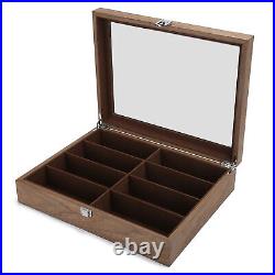 8 Grids Glasses Storage Box Wooden Sunglasses Display Case Travel Jewelry