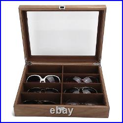 8 Grids Glasses Storage Box Wooden Sunglasses Display Case Travel Jewelry IDS
