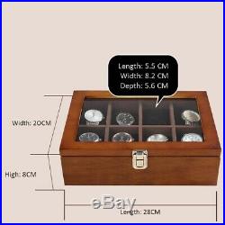 8 Slot Watch Boxes Case New Coffee Wood Watch Organizer with Glass Mechanic T8L9