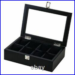 8 Slots Watch Boxes Case New Coffee Wood Organizer With Glass Mechanical Holder