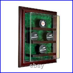9 Puck Cabinet Style Display Case Nine Hockey Hinged Door Glass Suede