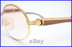 90's Rare CARTIER Wood Flame Sunglass Eyeglass 140b Pre-owned withCase Excellent