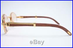 90's Rare CARTIER Wood Flame Sunglass Eyeglass 140b Pre-owned withCase Excellent