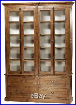 95 T Cabinet Book Case Reclaimed Hand Crafted Wood Glass Doors French Hardware