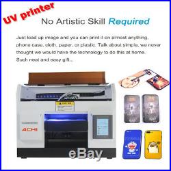 A4 UV Printer 6 Color for Phone case Glass Metal Wood All Flat 3D Embossed US