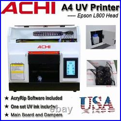 ACHI A4 UV Printer Epson L800Head For Case Wood Acrylic Glass Flated Embossed US