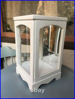 AG White Wood Glass Display Doll Case Cabinet Holder Figurine Case 21.5Tall