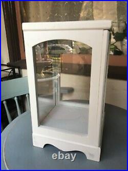AG White Wood Glass Display Doll Case Cabinet Holder Figurine Case 21.5Tall