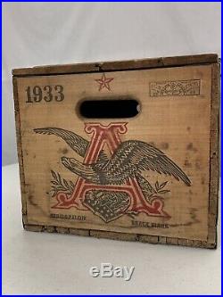 ANTIQUE 1933 AUTHENTIC ST. LOUIS MO. ANHEUSER BUSCH WOOD CASE With TAX STAMP