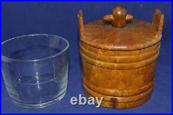 ANTIQUE BOX Russian case Karelian Birch wood Maple cap Art Nouveau glass vtg old