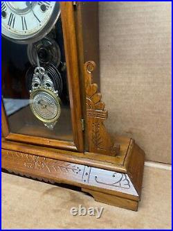 ANTIQUE E. N. Welch Parlor Clock EXCELLENT CASE WORKING CLOCK 8 DAY STRIKE