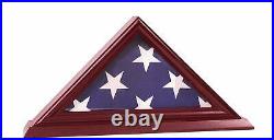 American 3' X 5' Flag Display Case Box with Cherry Wood Finish and Clear Glass