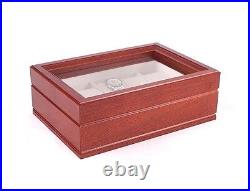 American Chest COMMANDER Ten Watch Glass Top Storage Box Case Solid Cherry Wood