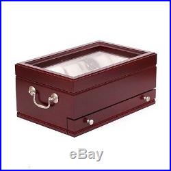 American Chest The CAPTAIN Ten Watch Glass Top Storage Box Case Mahogany New