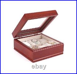 American Chest The LIEUTENANT Six Watch Case Glass Top Storage Box Solid Cherry