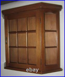 Angled Wood Curio Box Display Case Wall Cabinet withGlass Door & Glass Ends