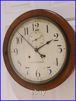 Antique 1928 SETH THOMAS'Office No. 14' Oak 30 Day Gallery Regulator Wall Clock