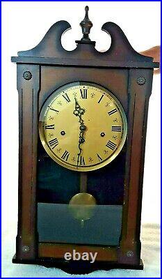 Antique 1960s Westminster 33 Pendulum Clock Chime Wood Case Glass Germany withKey