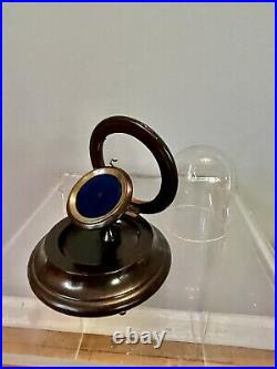 Antique 19th C Glass Dome Wood Pocket Watch Footed Display Case Stand Vitrine