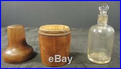 Antique 19th Century Treen Wood Cased Cologne Apothecary Bottle