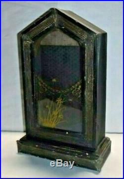 Antique Ansonia Kitchen Shelf Mantel Wood Clock Case And Glass