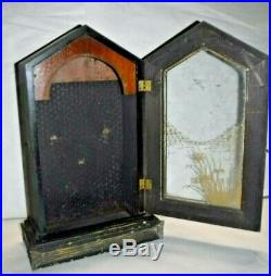 Antique Ansonia Kitchen Shelf Mantel Wood Clock Case And Glass