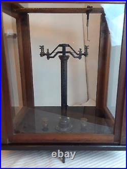 Antique Balance Scale Glass & Wood Case No 16742 Florenz Sartorius Gottingen