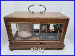 Antique Barograph Wood Cased Victorian Recording Barometer withClockwork Movement