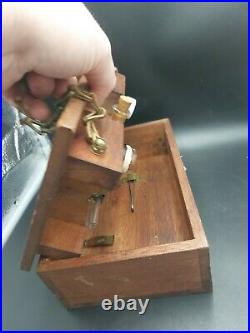 Antique Bell System Telephone Co. Test Kit for Batteries Brass & Glass Wood Case