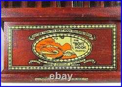 Antique Boye Needle Company Crochet Hook Wood & Glass Display Case