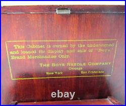 Antique Boye Needle Company Crochet Hook Wood & Glass Display Case