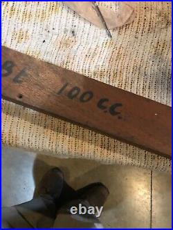 Antique Burrette Chemistry glass tube in Wood Case 31.75 x 3 1/8 100 Cc