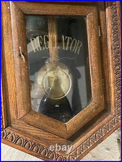 Antique Carved Regulator Wall Clock CaseWood & Glass