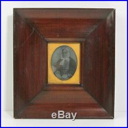 Antique Copper Cased Tintype Of Russian Grandmother In Glass Cased Wood Frame