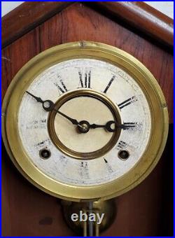Antique F. Kroeber Mantel Clock 8 Day Dictator Victorian Time & Strike Wood Case