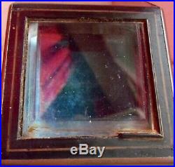 Antique French Napoléon III pocket watch case display wooden inlay glass box