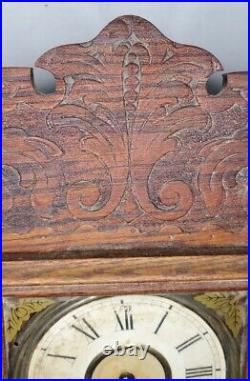 Antique Gilbert Gingerbread Mantel Clock Walnut Wood Case Old Victorian American