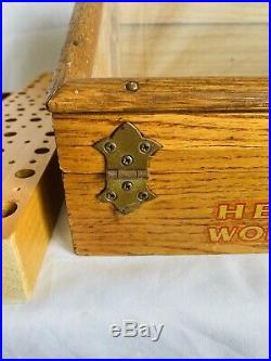 Antique Henry L. Hanson Co. Tool Bit Slanted Wood and Glass Store Display Case