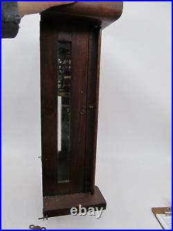 Antique Junhans Wall Clock Glass Sides Wood Case Key Wind