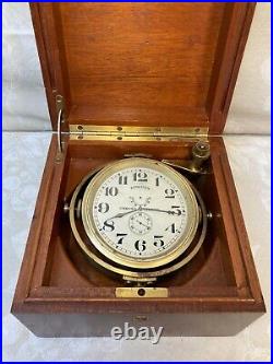 Antique Longines Chronometer in Mahogany Wood Case Runs! , Made in 1942