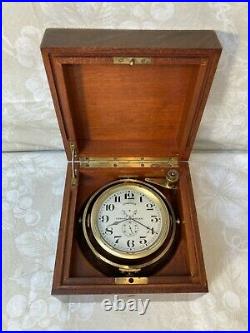 Antique Longines Chronometer in Mahogany Wood Case Runs! , Made in 1942