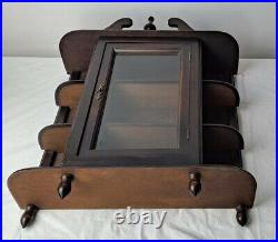 Antique Miniature Wood Display Case with Glass Door for Collectible Figurines