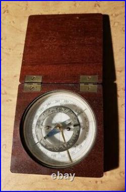 Antique Pocket Solar Compass Clock Sundial German Or Austrian Wooden Case Works