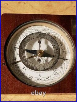 Antique Pocket Solar Compass Clock Sundial German Or Austrian Wooden Case Works