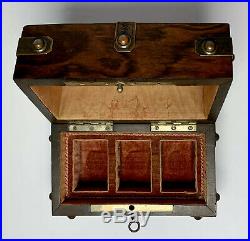 Antique SCENT Perfume BOTTLE CASE BOX WOOD COPPER BOUND 19th Century