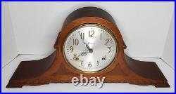 Antique Sessions 8 Day Mantel Clock Early Walnut Humpback Wood Case Art Deco