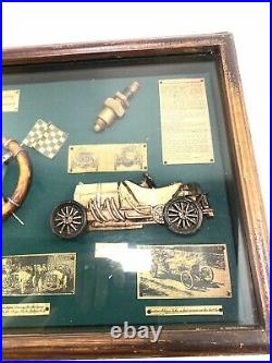 Antique Style The History Of Motor Racing In Wood & Glass Case Man Cave Office